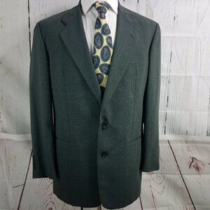 Maestrelli By Quantas 44R 2 Button Greenish Gray Plaid Suit Blazer Sport…